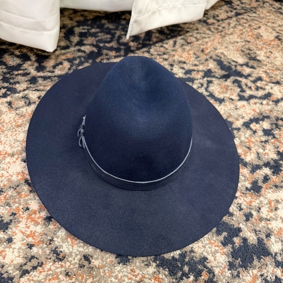 Rag & Bone Navy Blue Wool Wide Brim Fedora Hat main image 9